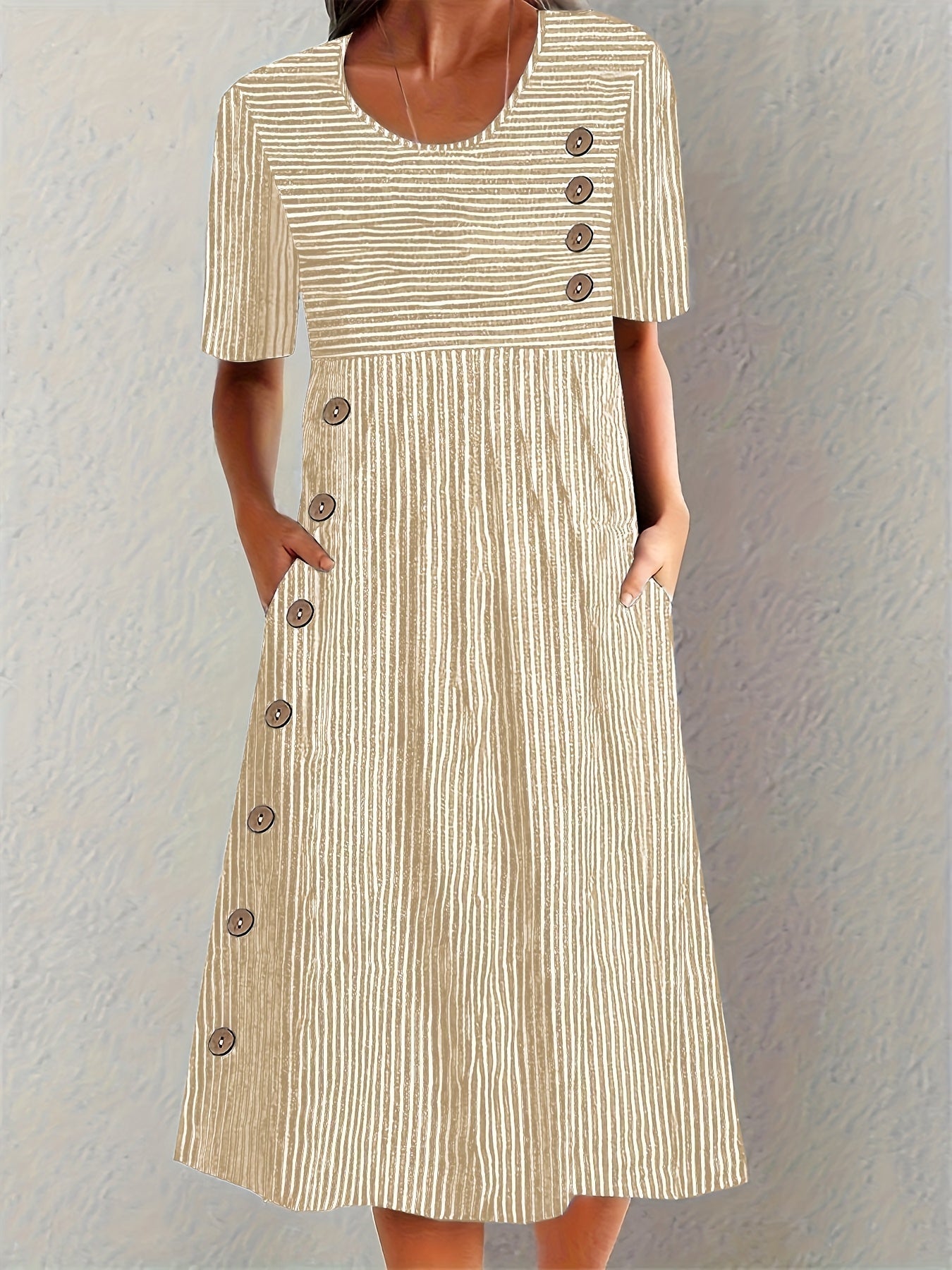 Cecilia – Vestido midi de rayas con botones