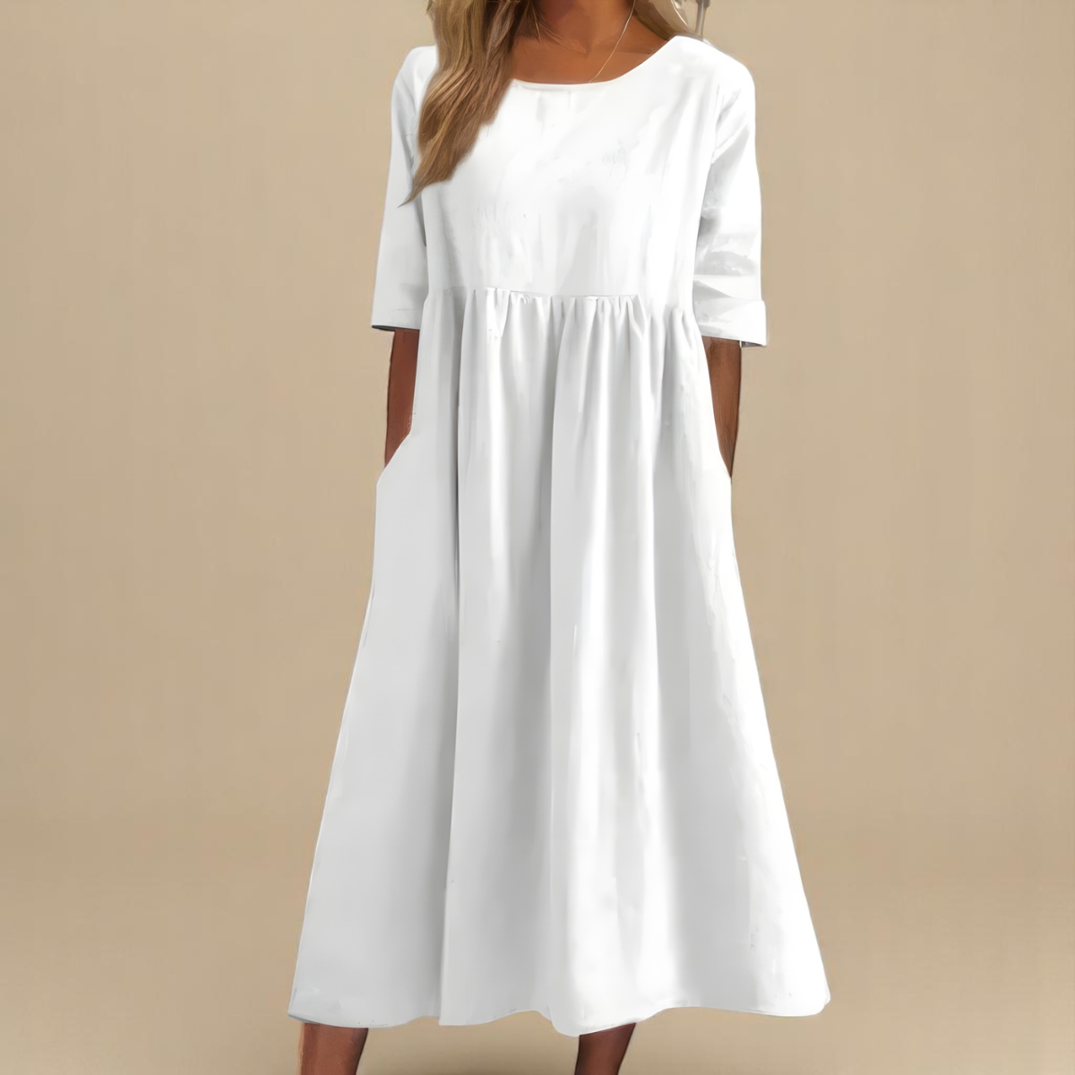 Astrid – Vestido midi relajado con falda fruncida