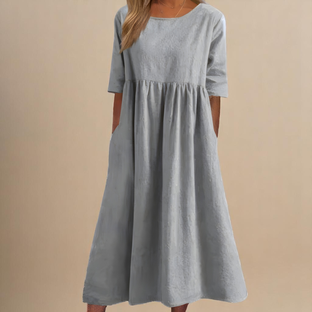 Astrid – Vestido midi relajado con falda fruncida
