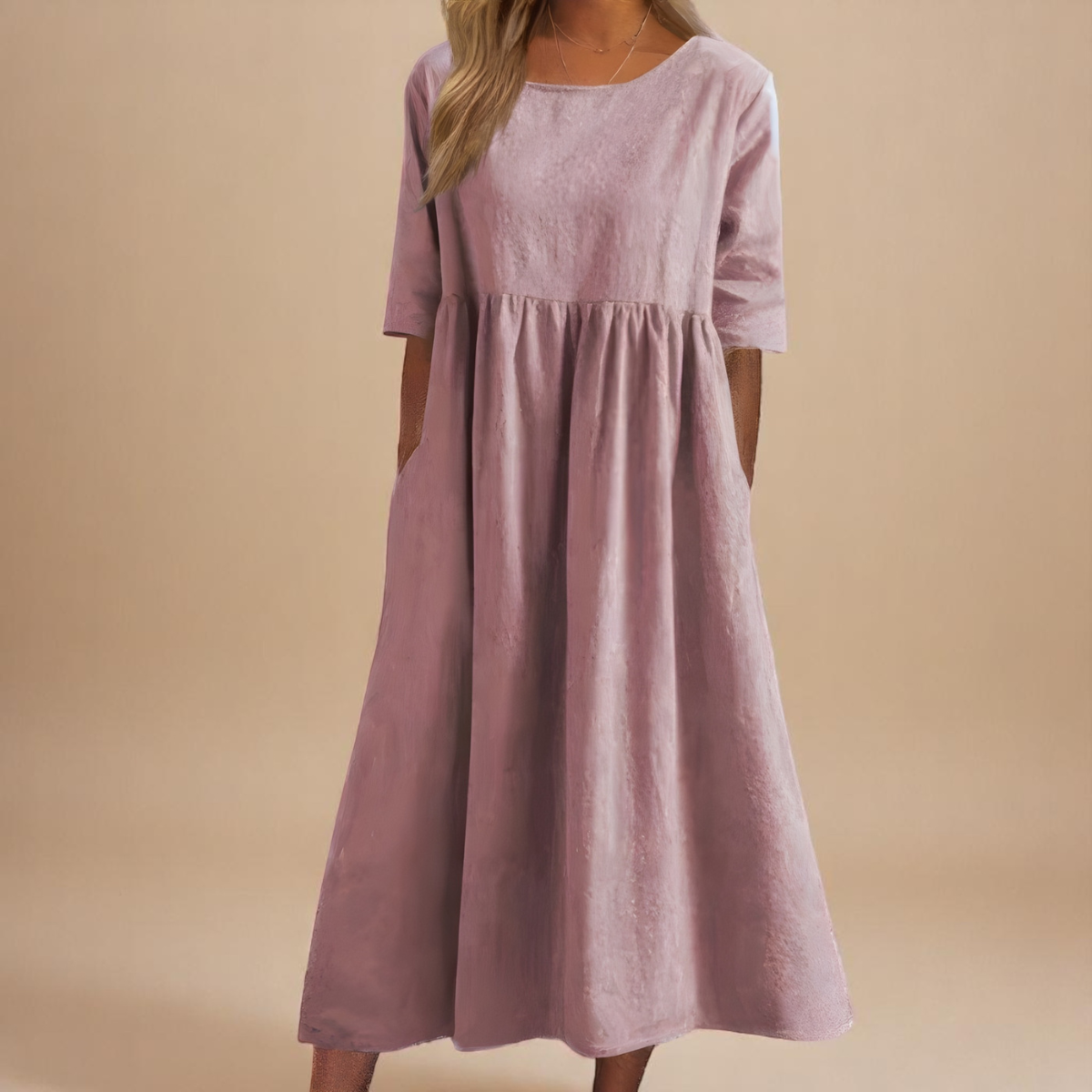 Astrid – Vestido midi relajado con falda fruncida