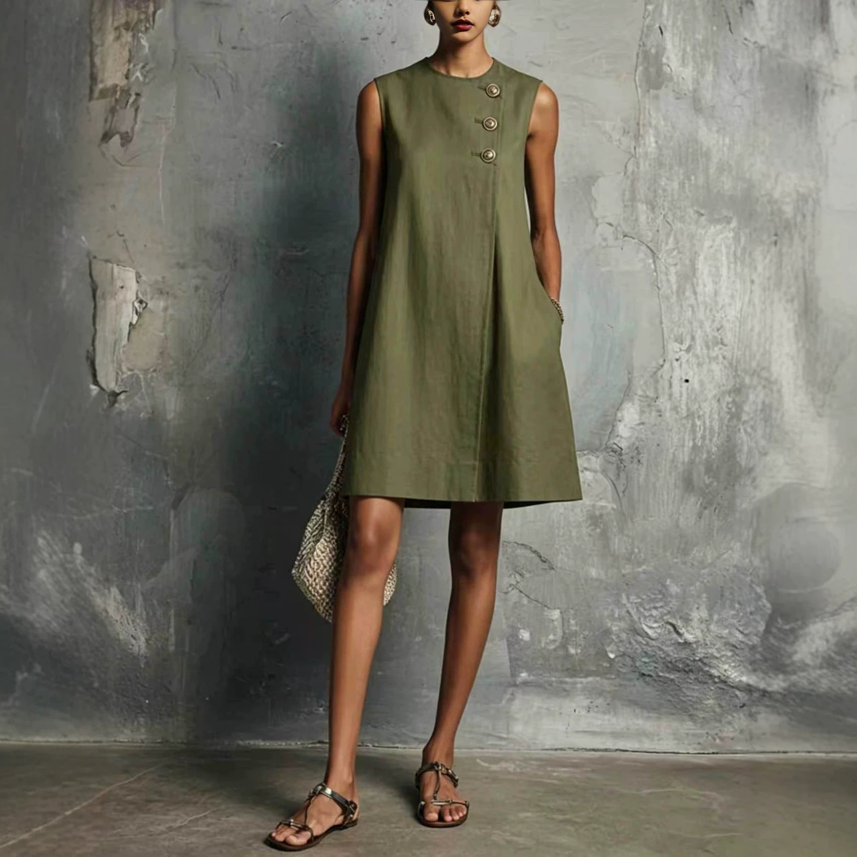 Monica | Mini Vestido de Lino - Verde