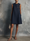 Monica | Mini Vestido de Lino - Azul
