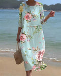 Harriet – Vestido midi floral con manga tres cuartos