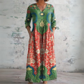 Hanna – Vestido maxi bohemio con estampado oriental