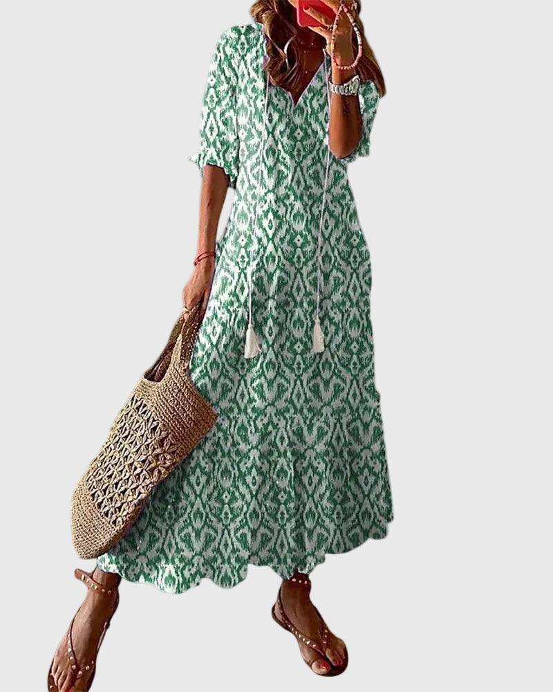 Emelie – Vestido maxi desenfadado con estampado bohemio