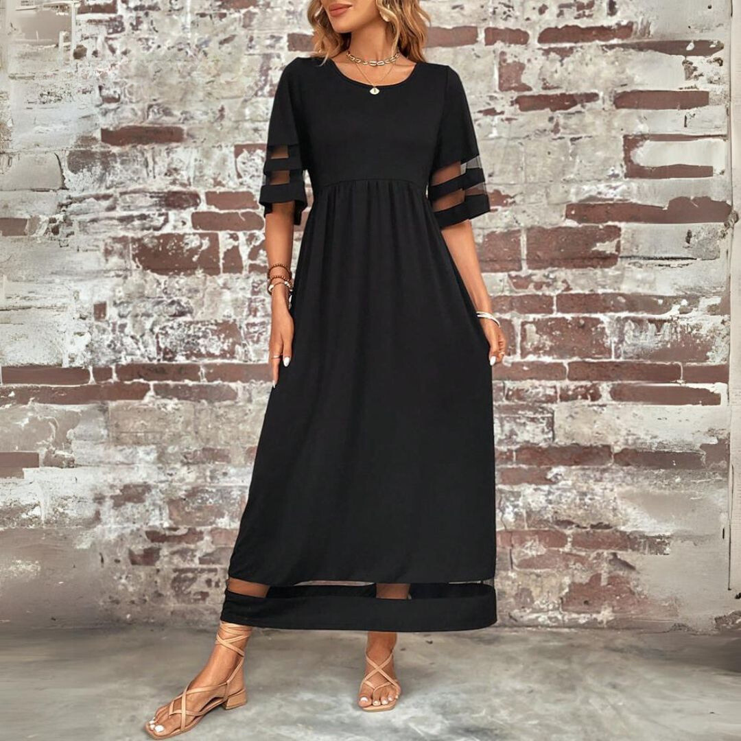 Dagny – Vestido largo con detalles de malla