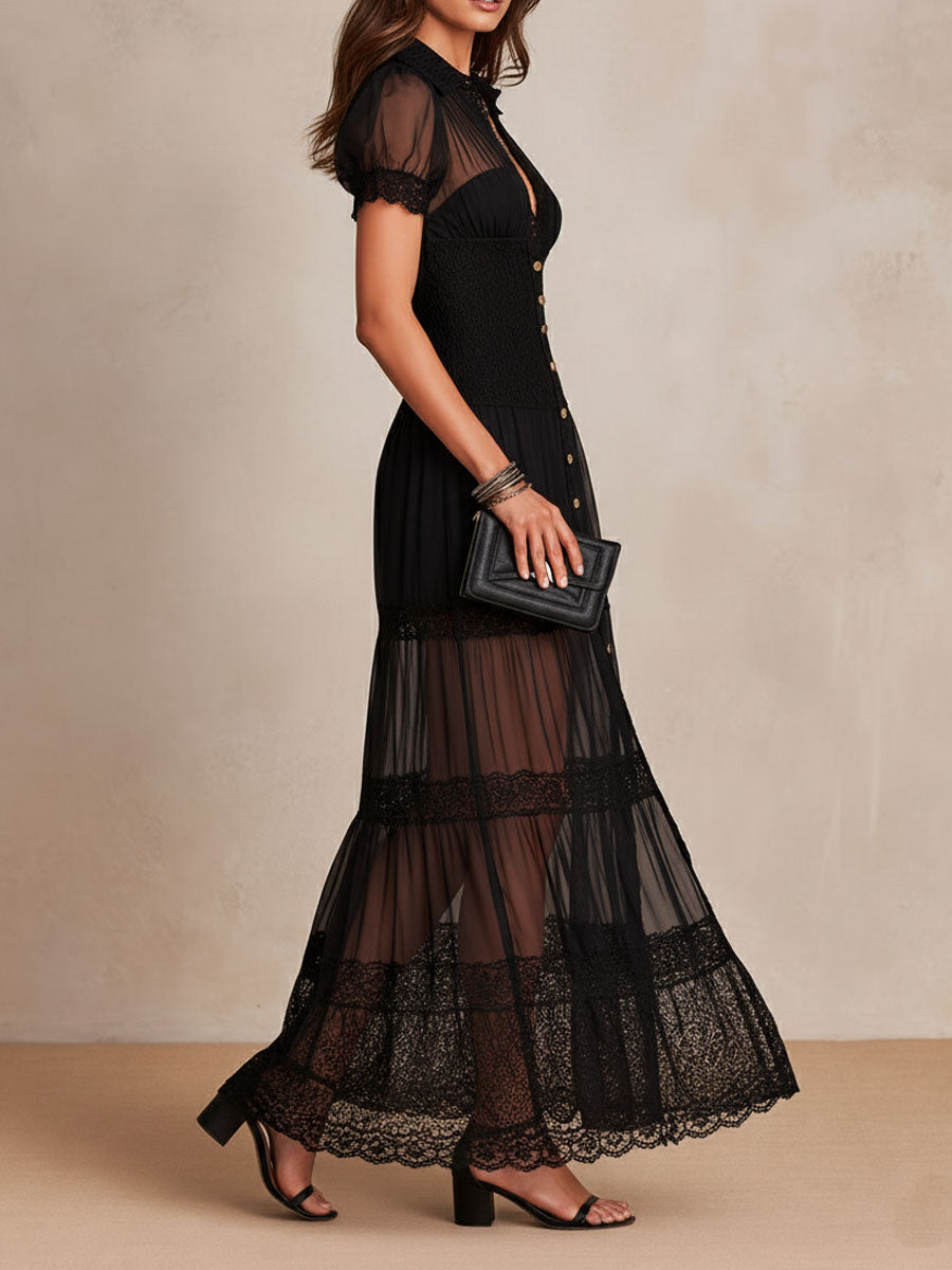 Sierra | Vestido Largo con Detalles de Encaje
