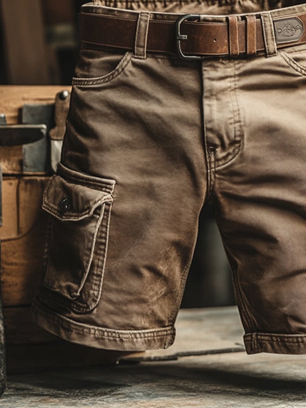 Pantalones cortos tipo cargo retro con múltiples bolsillos