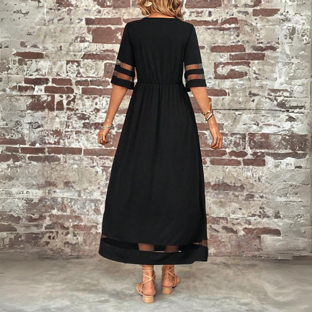 Dagny – Vestido largo con detalles de malla