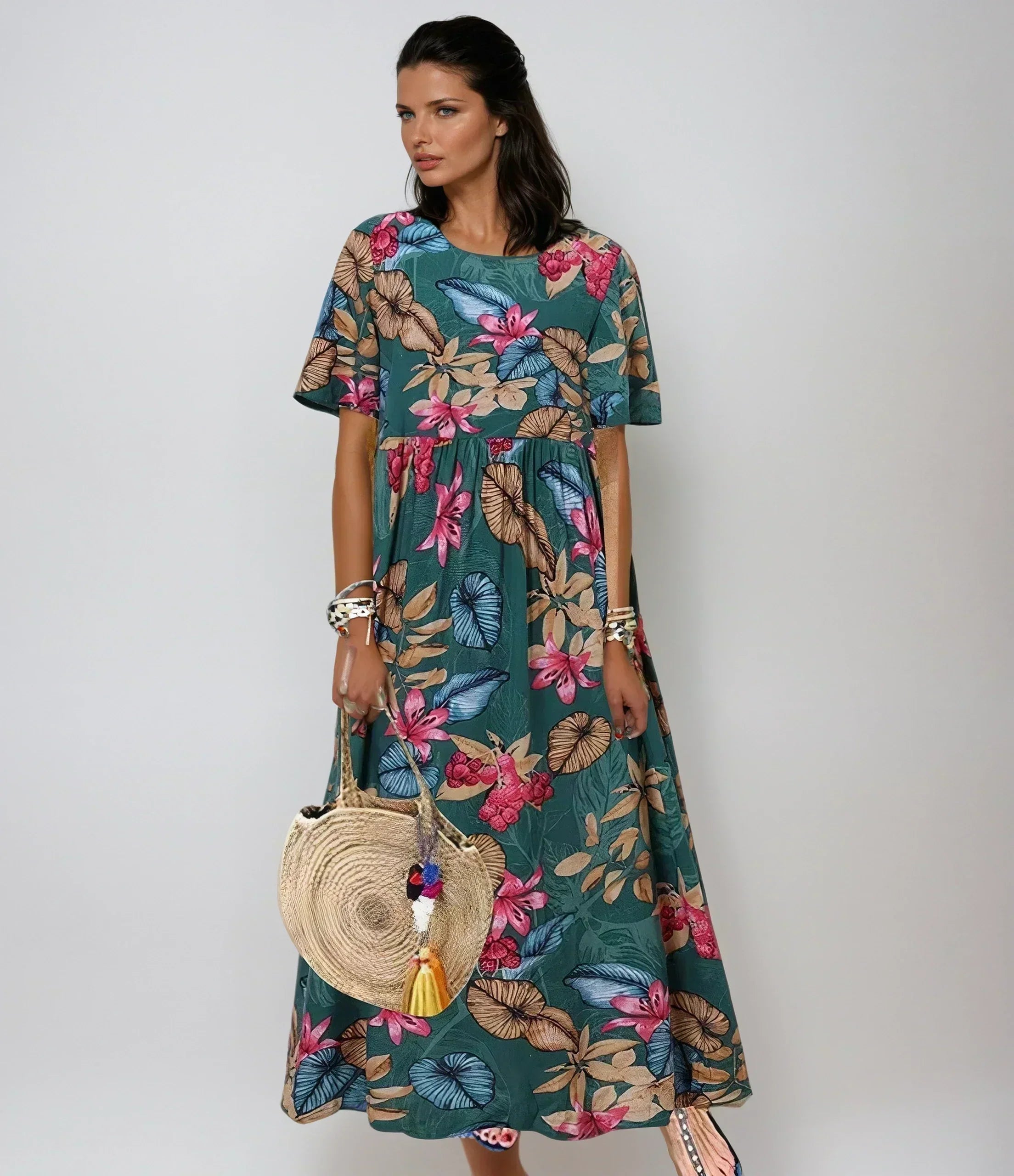 Hedvig – Vestido maxi floral con estampado tropical