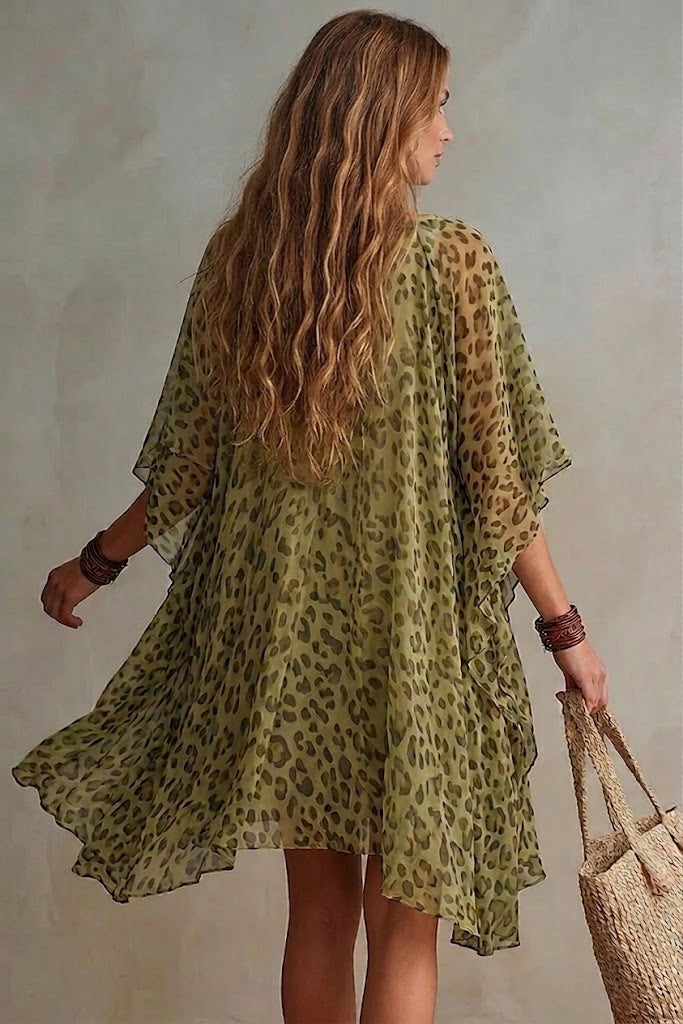 Harper | Vestido de Gasa con Estampado de Leopardo