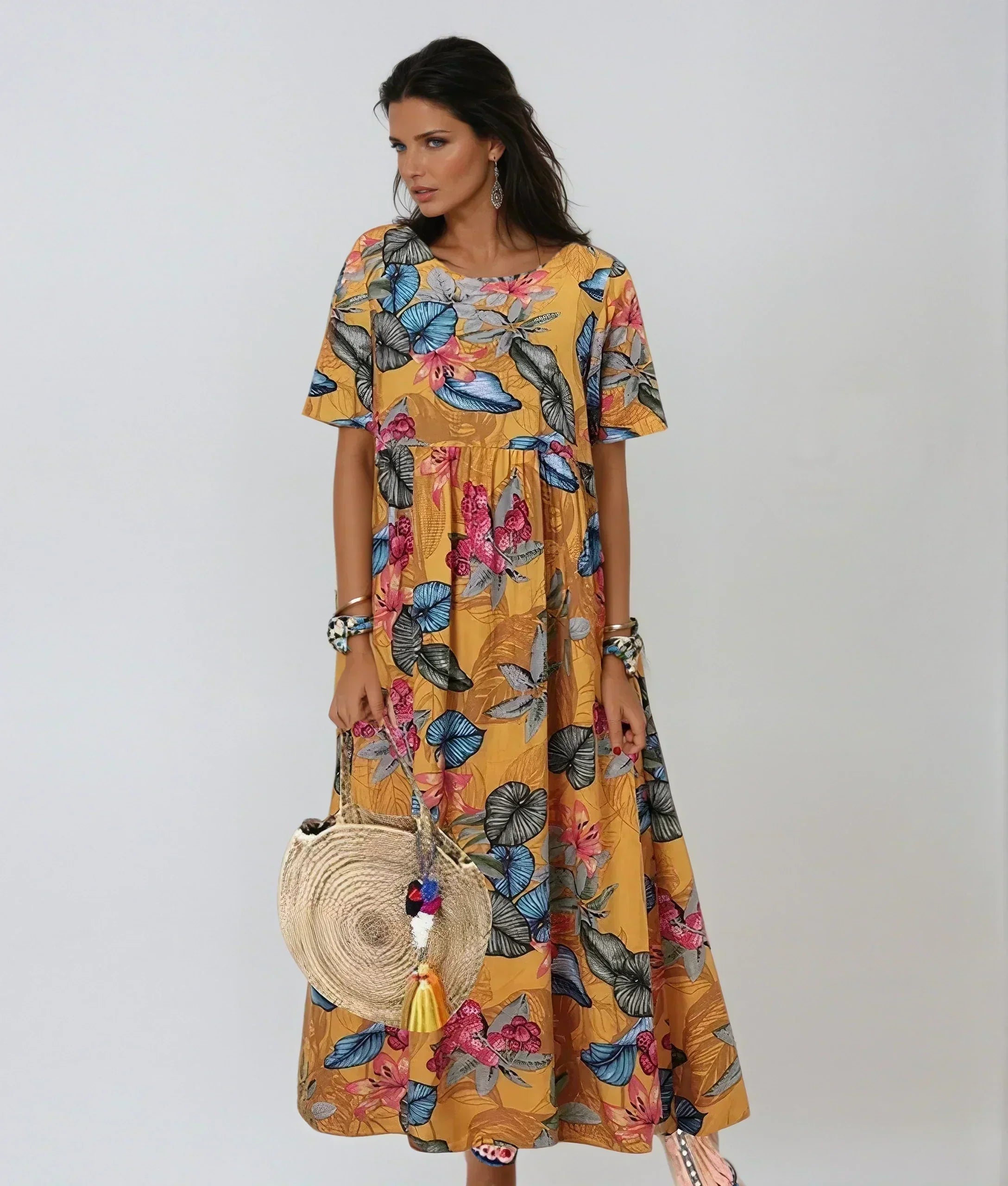 Hedvig – Vestido maxi floral con estampado tropical