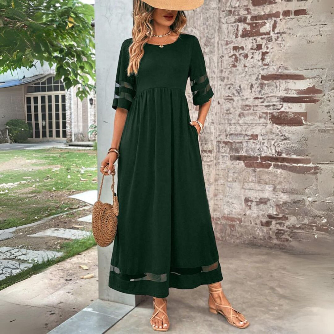 Dagny – Vestido largo con detalles de malla
