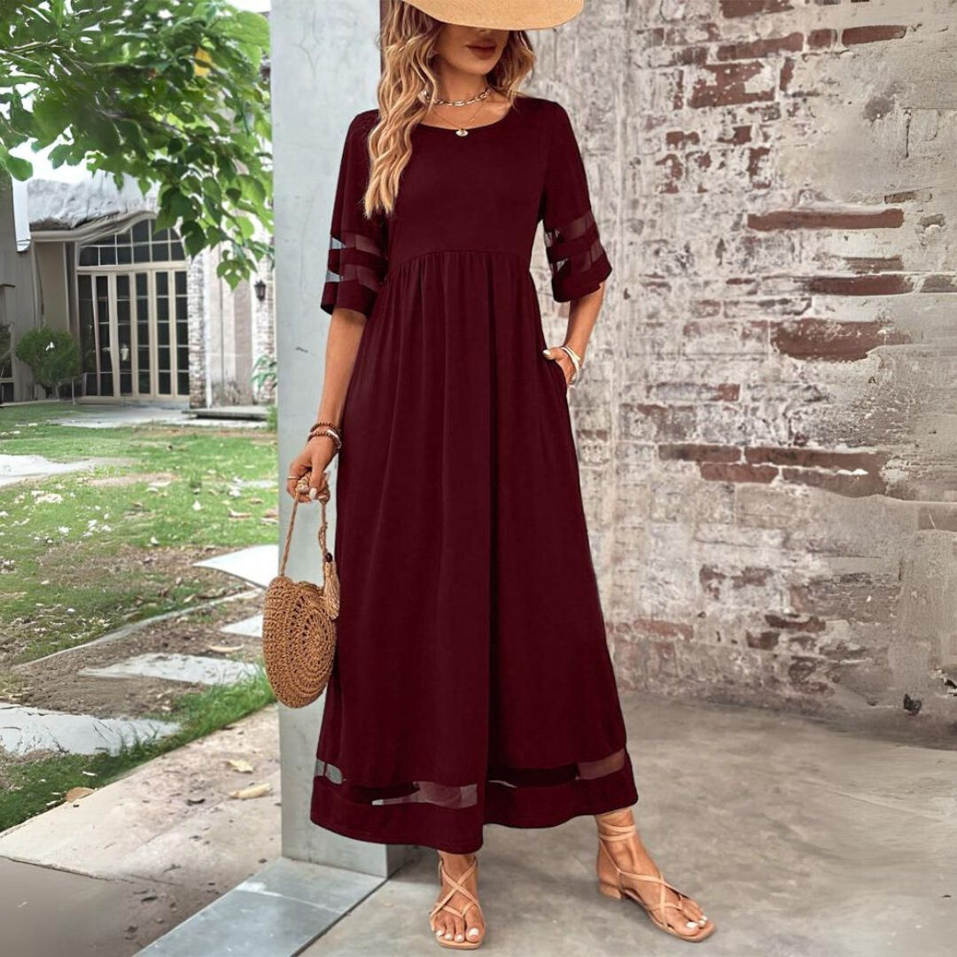Dagny – Vestido largo con detalles de malla