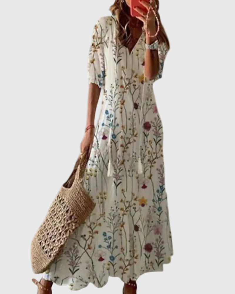 Emelie – Vestido maxi desenfadado con estampado bohemio
