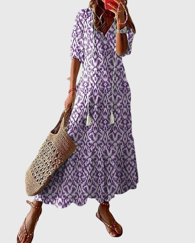 Emelie – Vestido maxi desenfadado con estampado bohemio