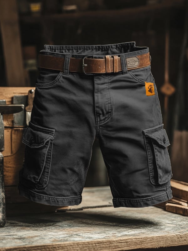 Pantalones cortos tipo cargo retro con múltiples bolsillos