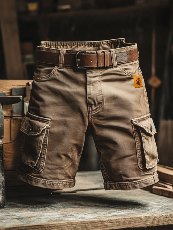 Pantalones cortos tipo cargo retro con múltiples bolsillos