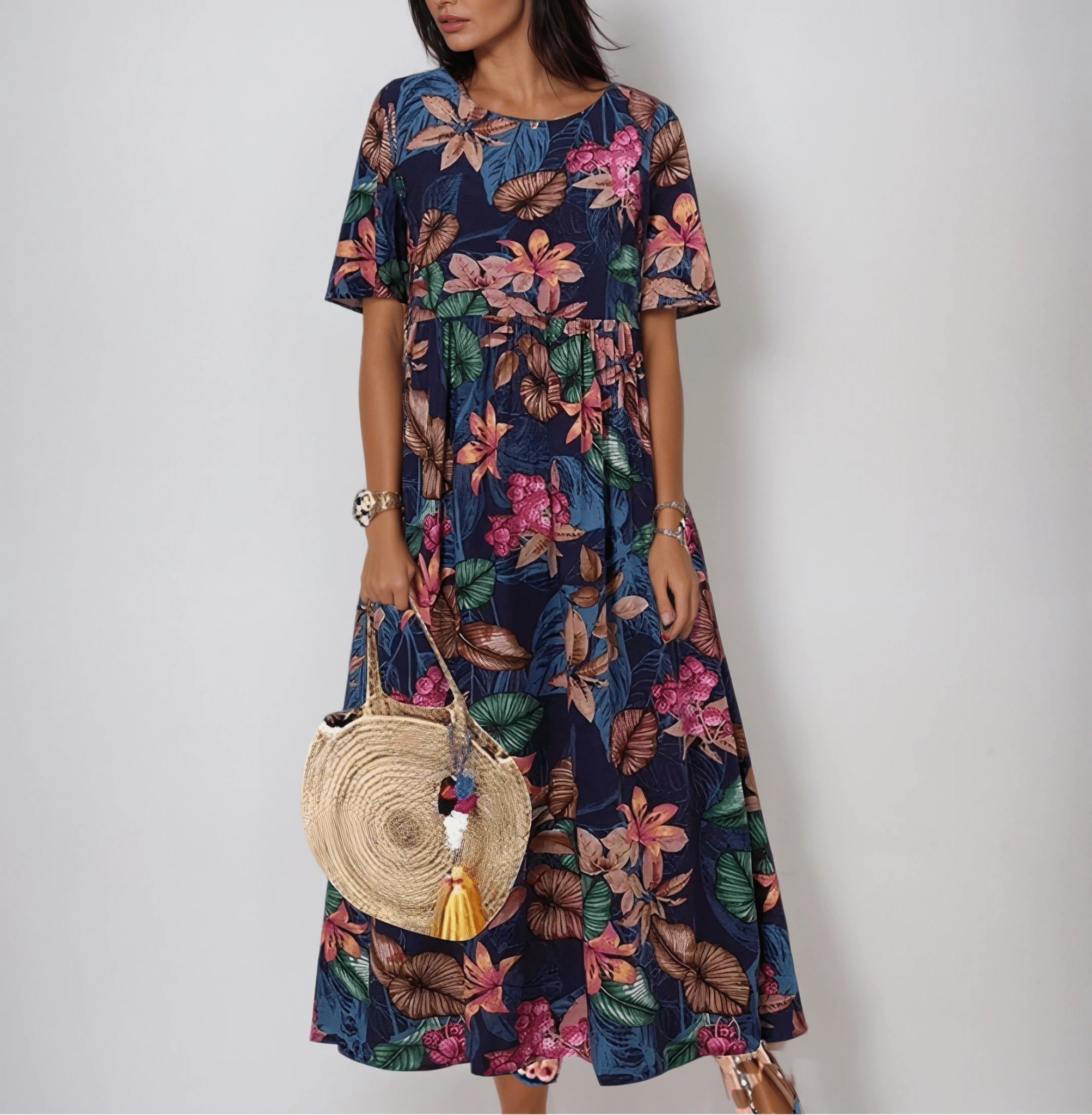 Hedvig – Vestido maxi floral con estampado tropical