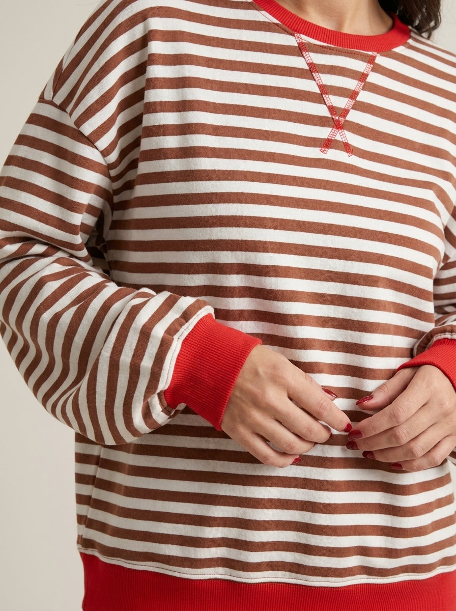 Isabella - Sudadera de Rayas en Manga Larga con Cuello Redondo