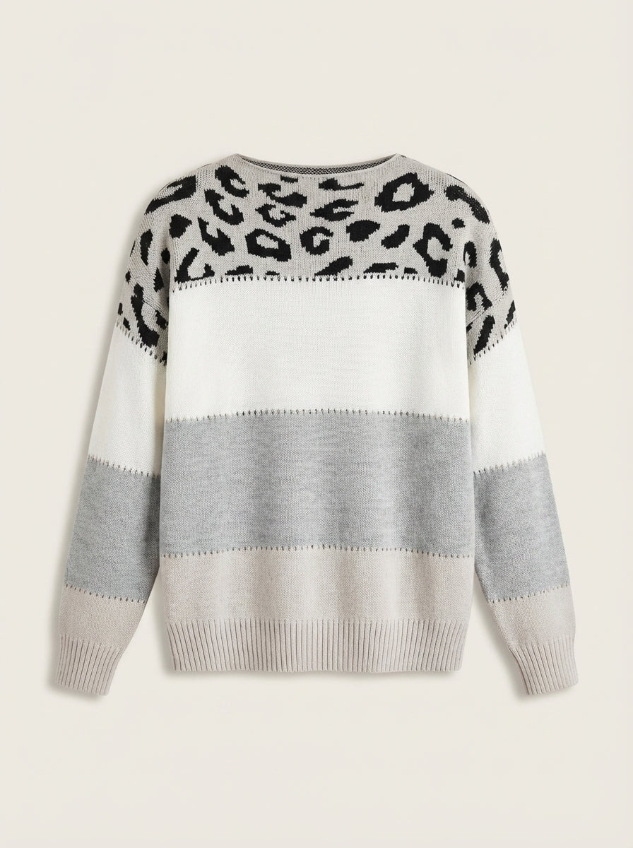 Diana – Jersey de Punto con Detalles de Leopardo