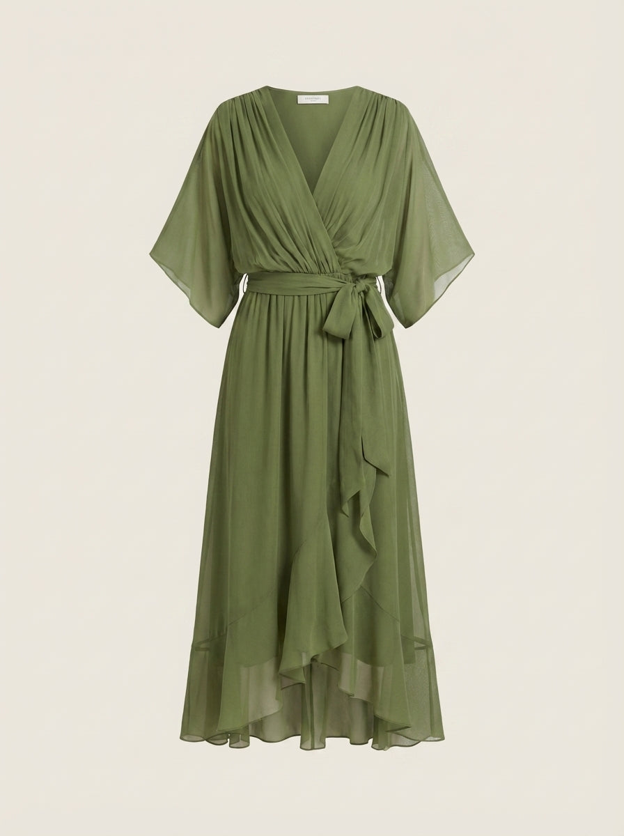 Mónica – Vestido de Chiffon con Escote en V