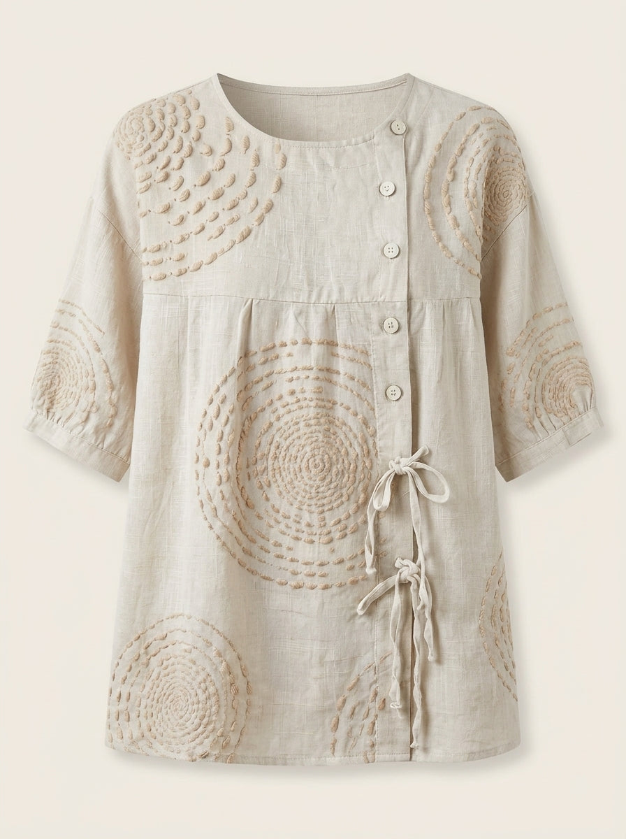 Macarena – Blusa con Bordados Geométricos