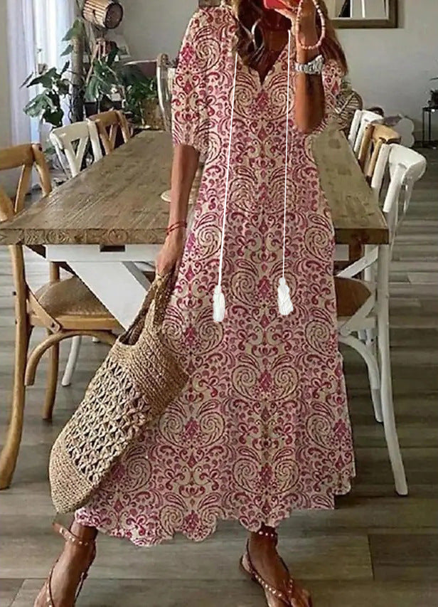 Emelie – Vestido maxi desenfadado con estampado bohemio