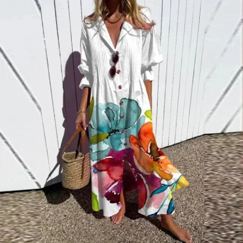 Solveig – Vestido largo bohemio con estampado floral