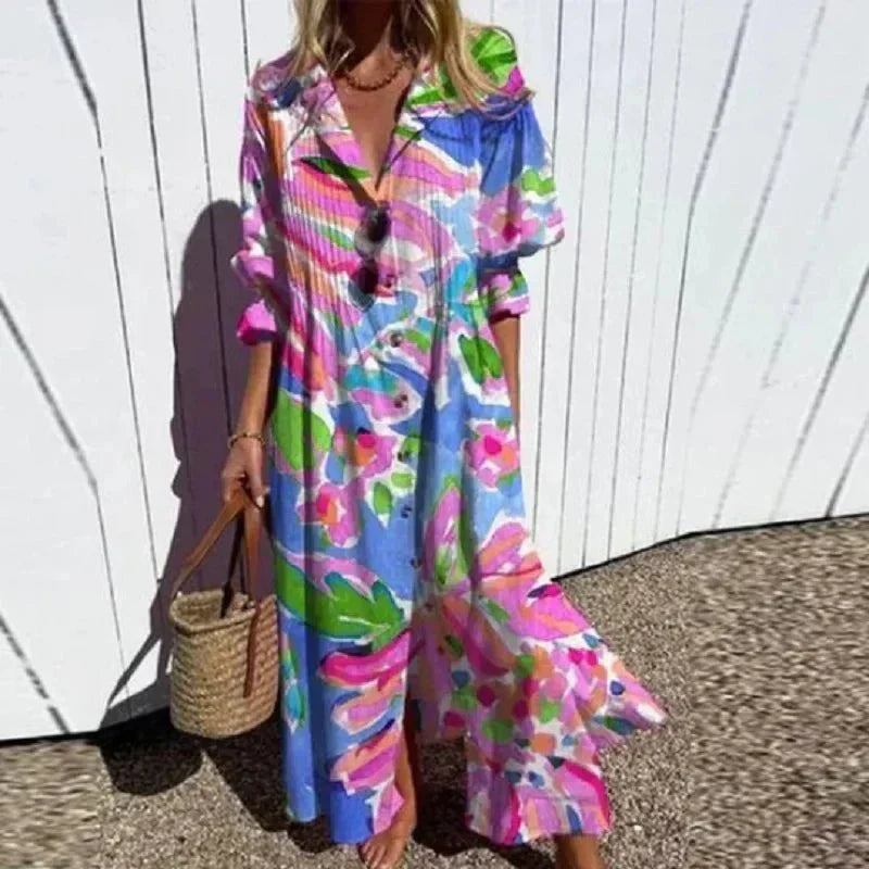Solveig – Vestido largo bohemio con estampado floral