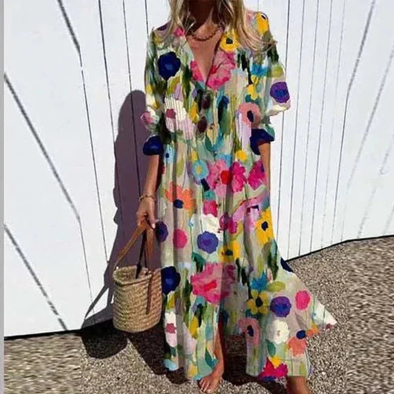 Solveig – Vestido largo bohemio con estampado floral