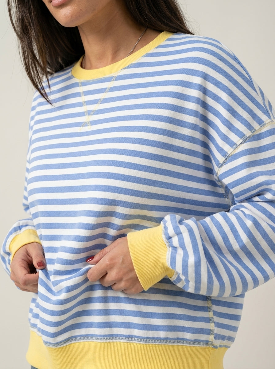 Isabella - Sudadera de Rayas en Manga Larga con Cuello Redondo