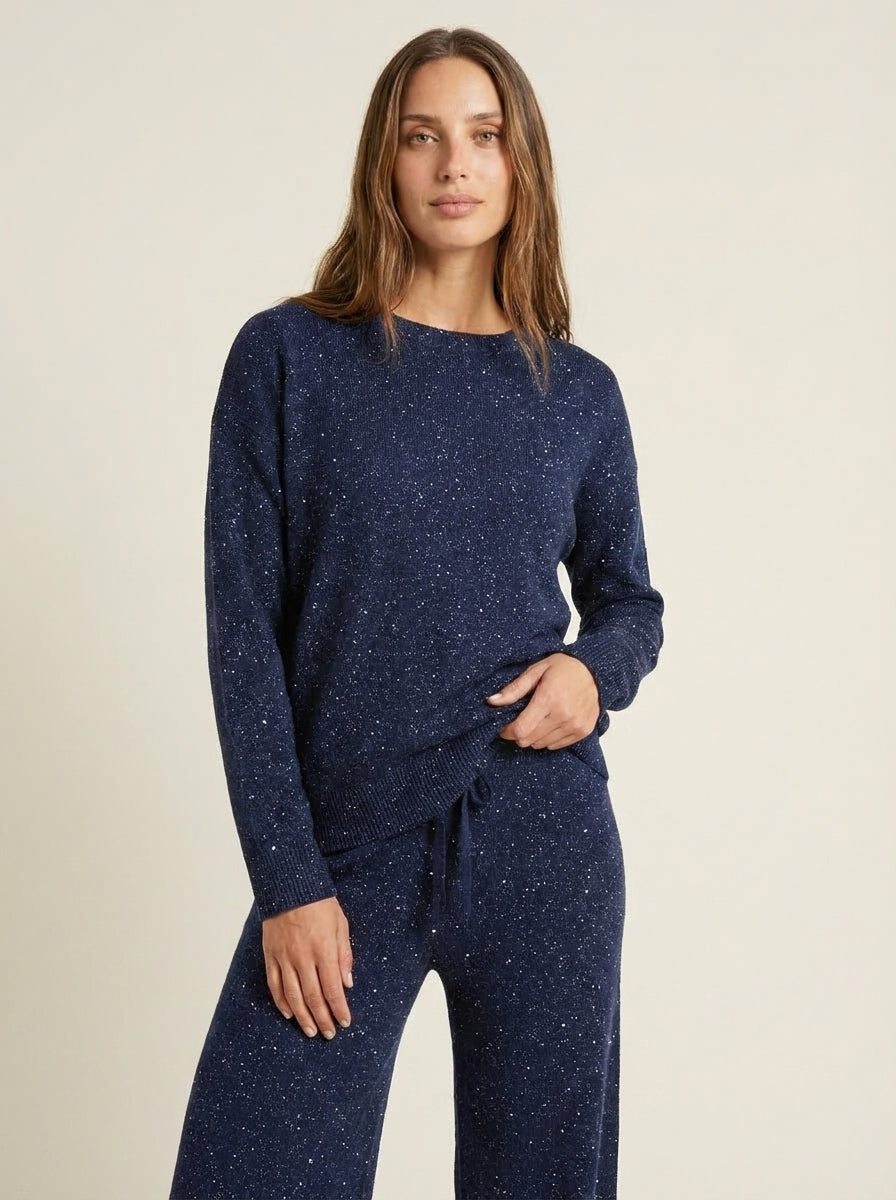 Lucía – Conjunto Brillante de Punto y Pantalón