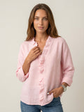 Indie – Blusa con Volantes, Cuello en V y Mangas Largas