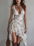 Vestido Mini de Viscosa con Tirantes de Espagueti