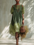 Vestido Midi de Chifón Verde con Hombros Descubiertos