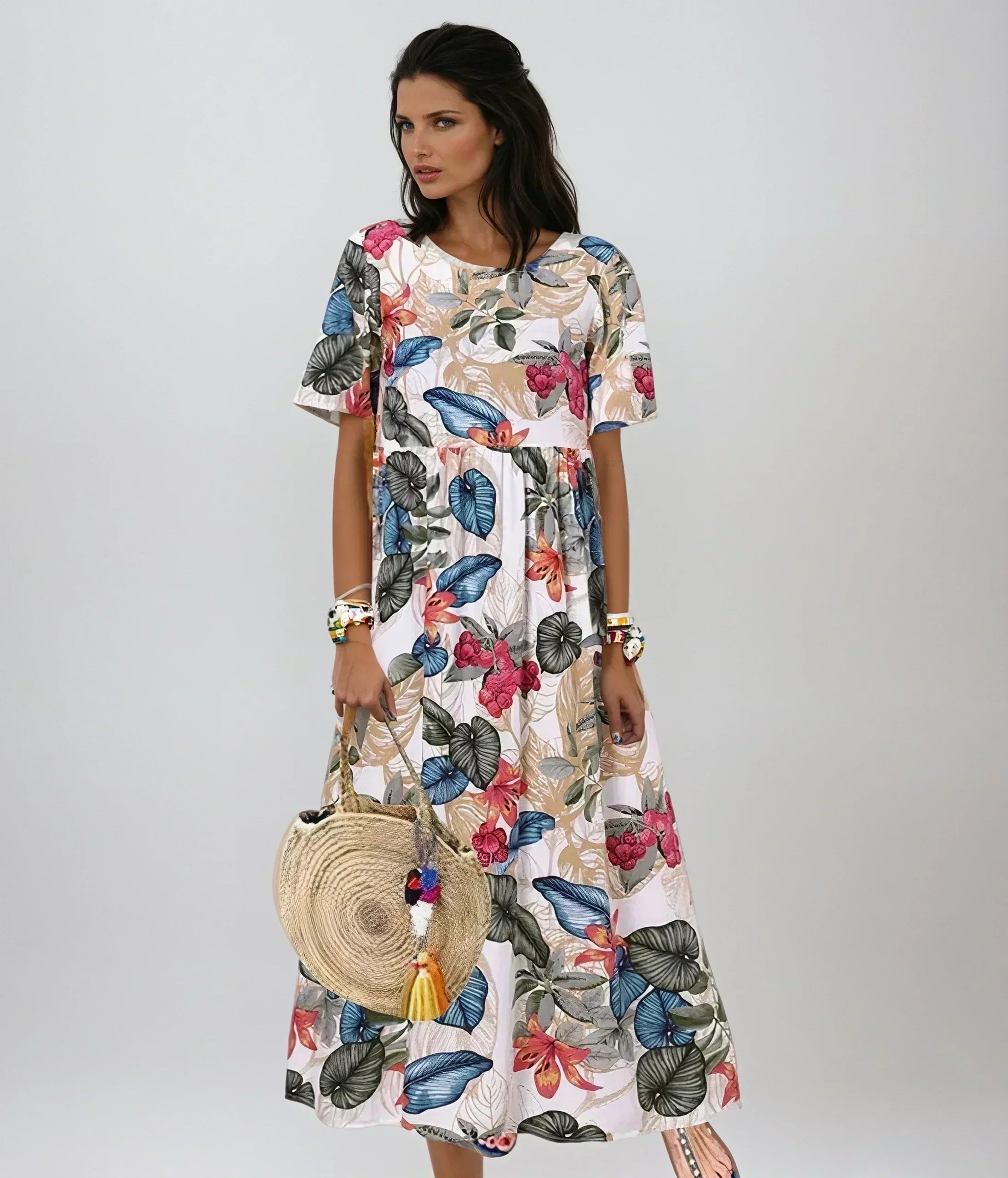 Hedvig – Vestido maxi floral con estampado tropical