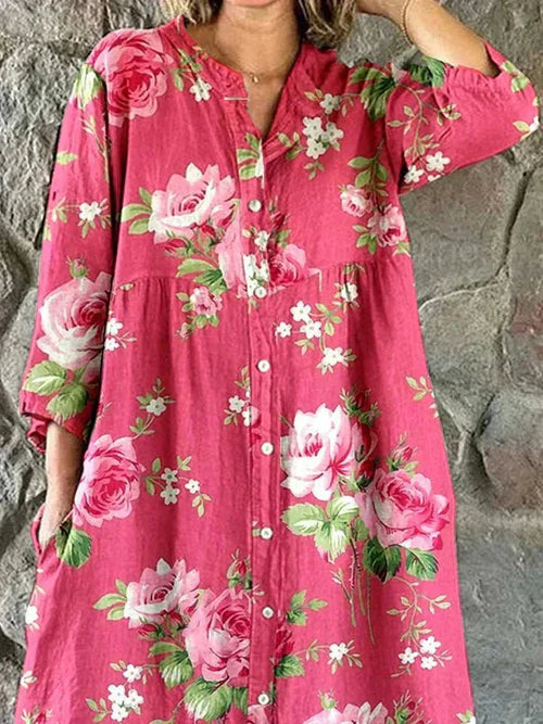 Anita – Vestido camisero floral con botones