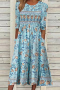 Yvonne – Vestido midi floral con detalles fruncidos
