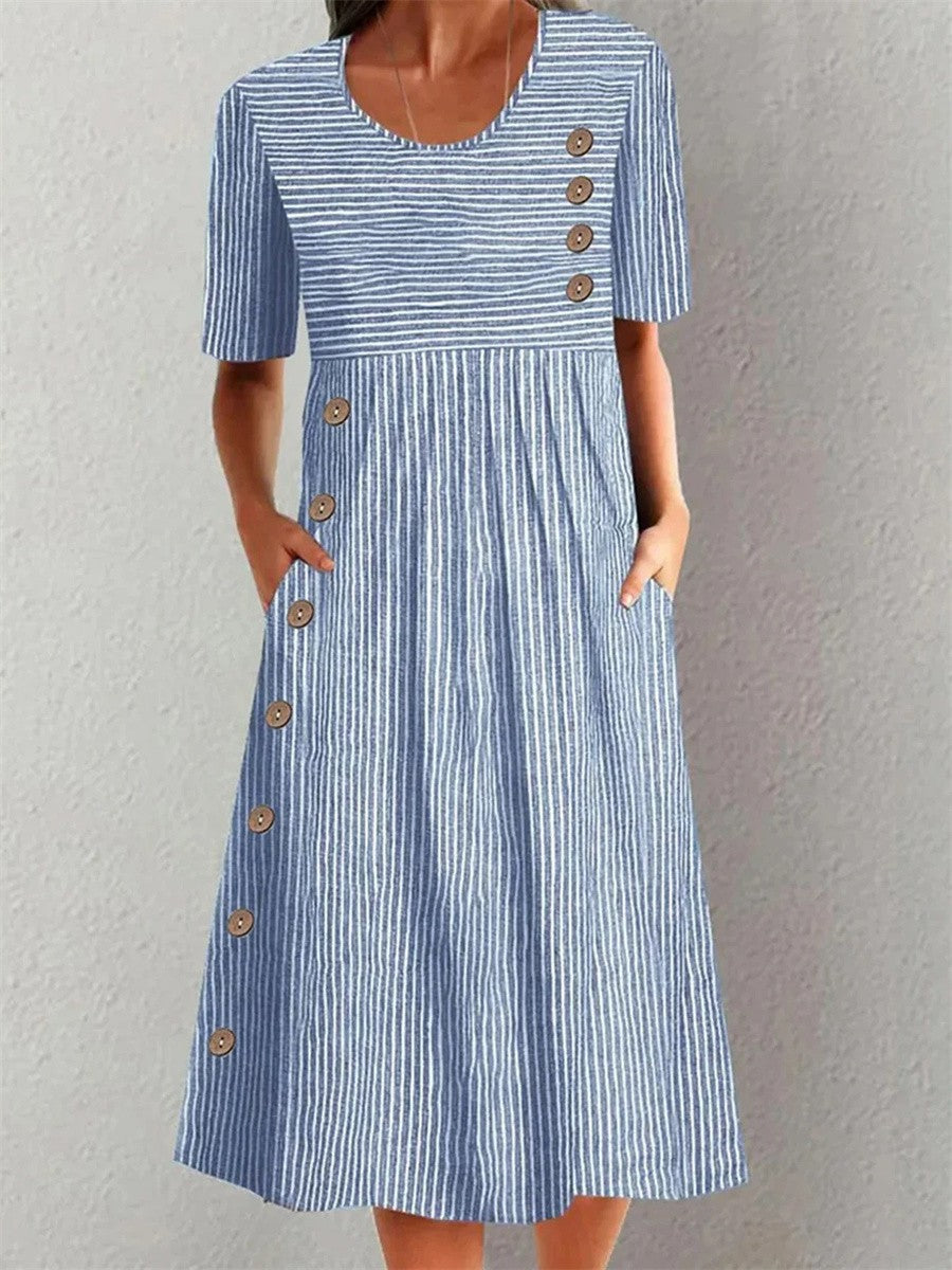 Cecilia – Vestido midi de rayas con botones