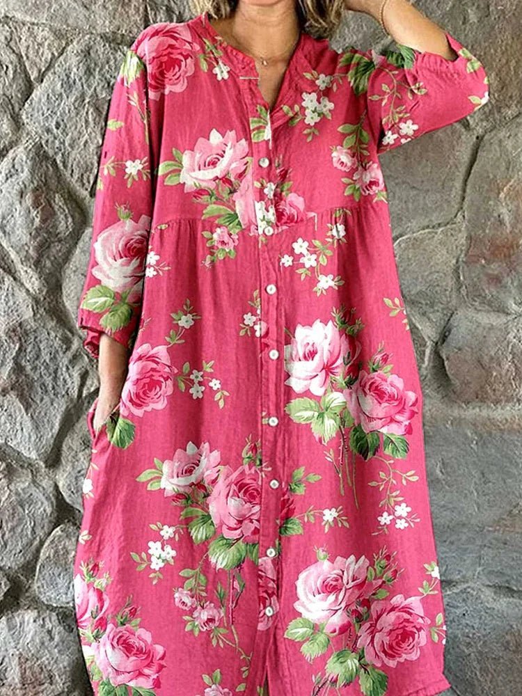 Anita – Vestido camisero floral con botones