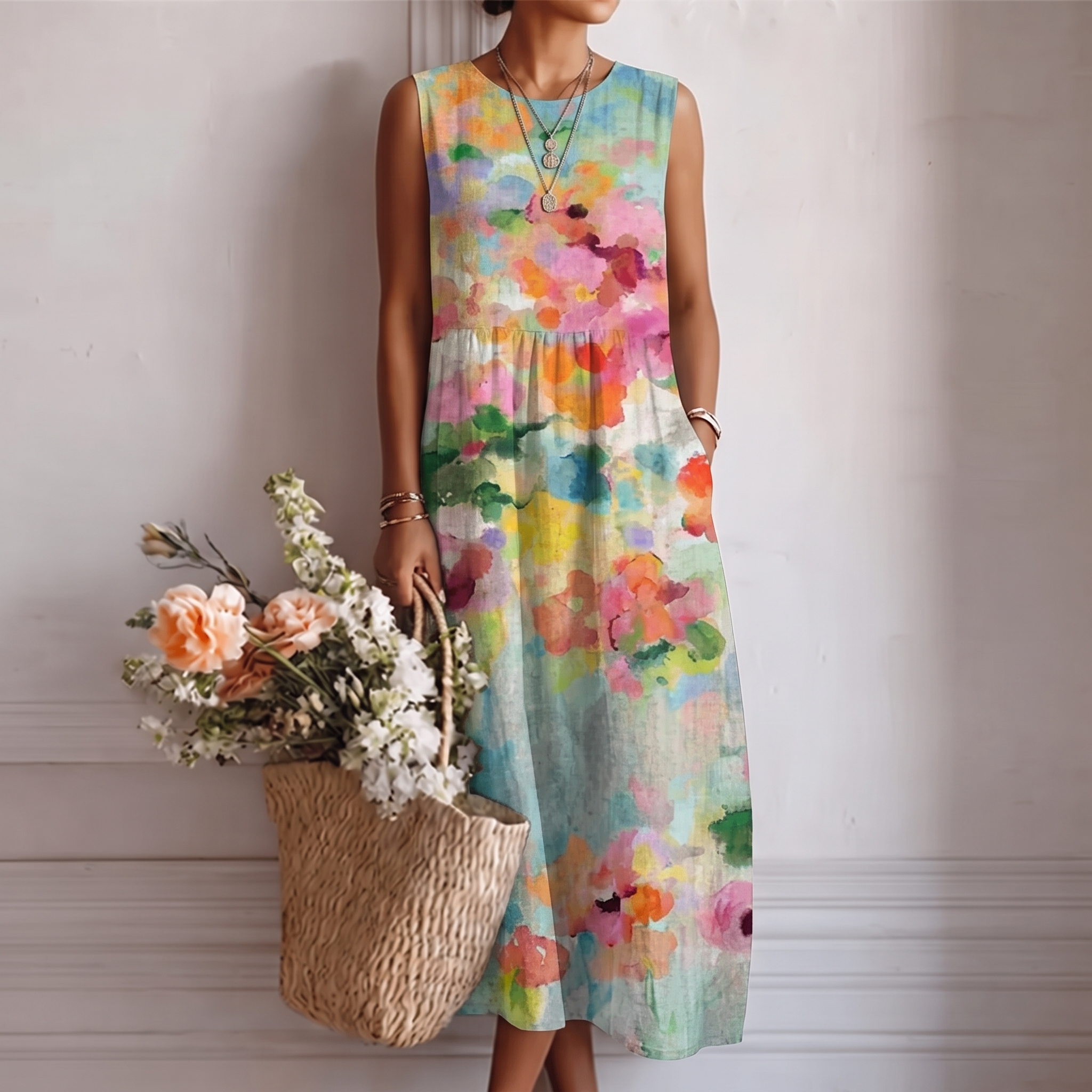 Karla | Vestido Midi Multicolor Elegante