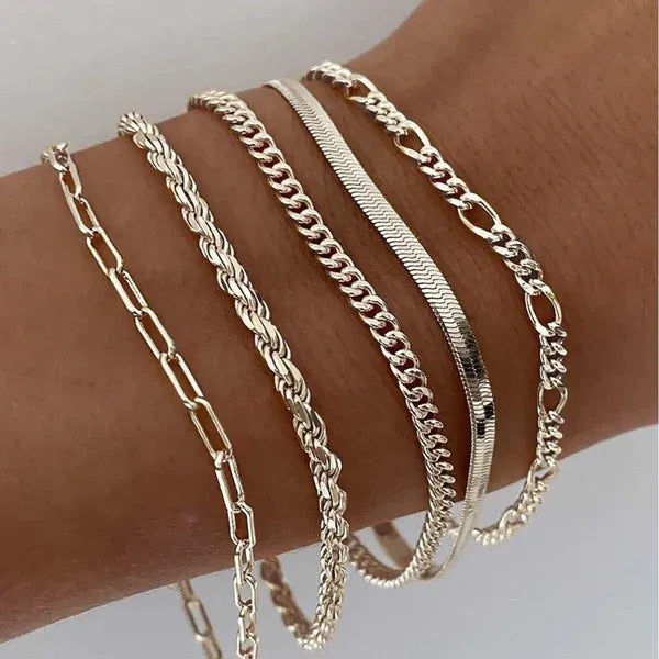 Conjunto de 5 pulseras en oro