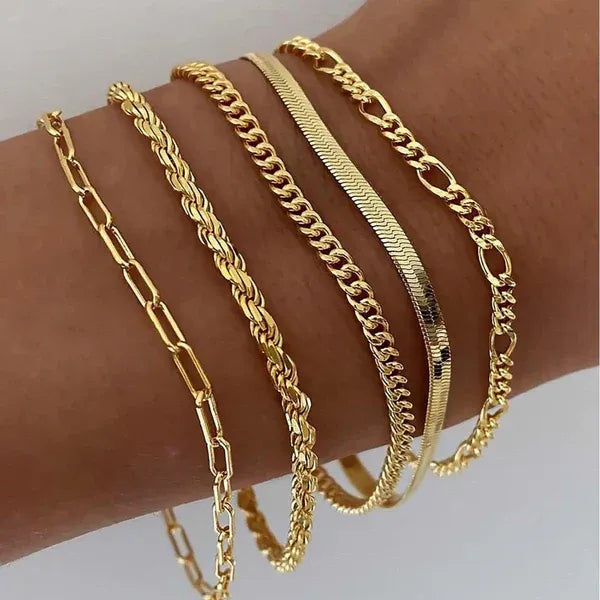Conjunto de 5 pulseras en oro