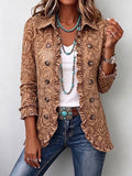 Noémie – Chaqueta Bohemia Floral Vintage en Marrón con Volantes