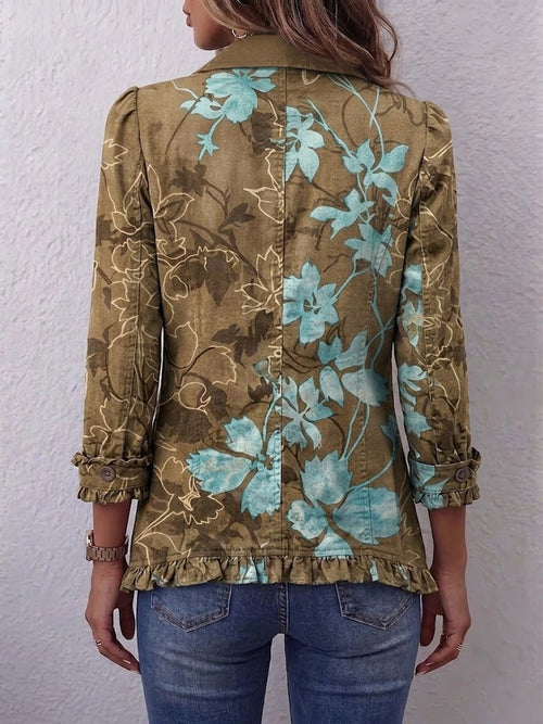 Blanche — Chaqueta Bohemia Floral Vintage Degradada con Volantes