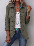 Alexandrine | Chaqueta Bohemia Chic Bordada de Flores Verde Retro con Acabados Fruncidos