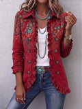 Charlotte | Chaqueta Bohemia Paisley Roja con Volantes