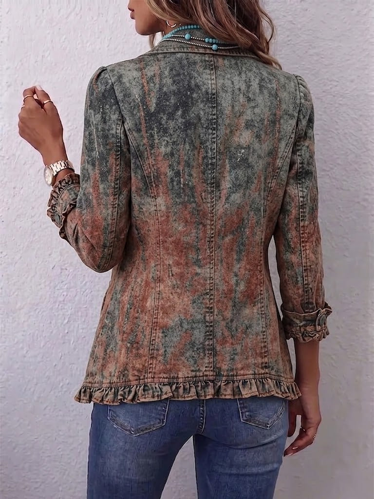 Flavie | Chaqueta Vintage Degradada Texturizada con Volantes