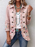 Martine | Chaqueta Floral Rosa con Volantes y Botones